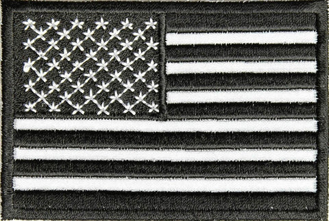 Iron on Reflective Black - White American US Flag Biker Army Patch - Titan One